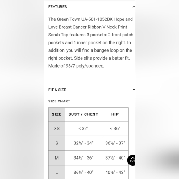 Green Town Hope & Love Breast Cancer Ribbon Women's 3-Pocket V-Neck Print Scrubs - Picture 3 of 11